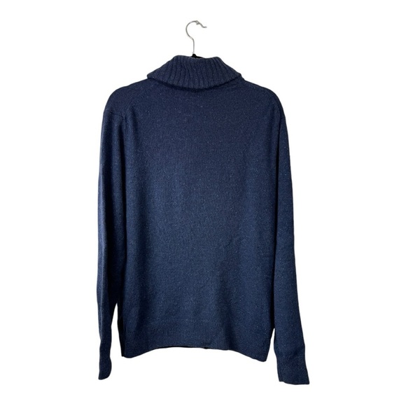 J Crew Size Medium Merino Wool Blend Sweater Shawl Collar Blue Heathered - Picture 2 of 6